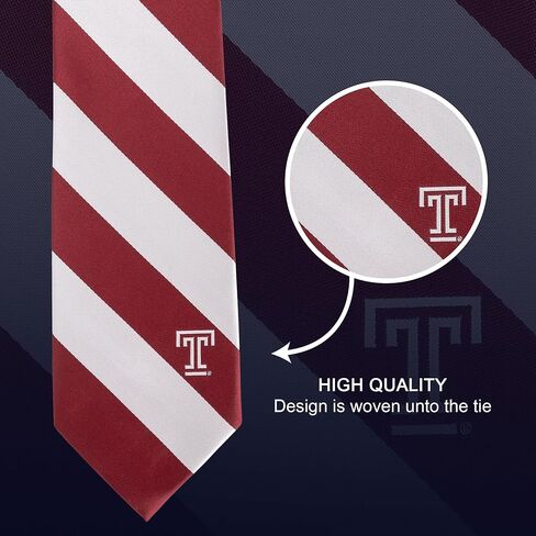 Desert Cactus Temple University Neck Tie TU Owls 100% Polyester Necktie with Logo, Officially Licensed (Style A) in Saudi Arabia
