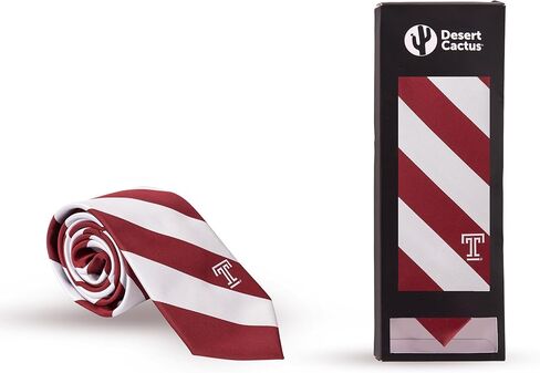 Desert Cactus Temple University Neck Tie TU Owls 100% Polyester Necktie with Logo, Officially Licensed (Style A) in Saudi Arabia