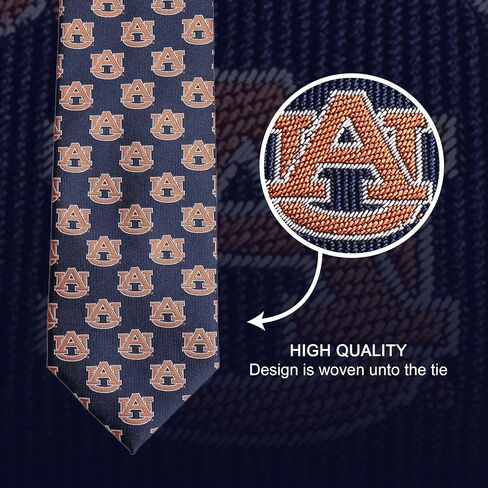 Desert Cactus Auburn University Neck Tie AU Tigers 100% Polyester Necktie with Logo, Officially Licensed (Style B) in Saudi Arabia
