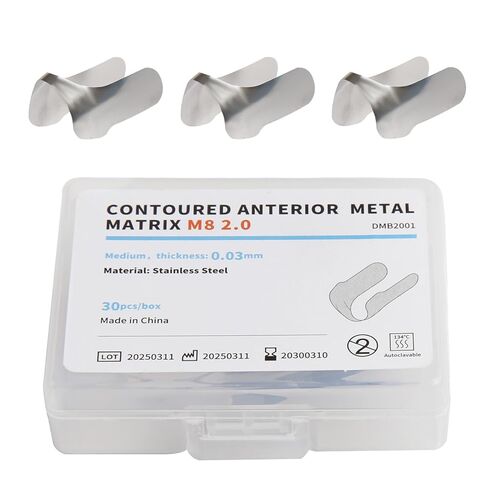 Dental Anterior Matrix Bands Metal Restoration Curvature Matrix Bands for Front Teeth Restoration Materials Thickness 30μm M8 2.0 Pack of 30 in Saudi Arabia