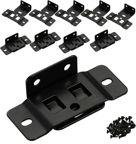 2-in-1 Locking Insert Brackets 10 Pack - L-Shaped 90° Angle Bed Frame Brackets & Rail Connectors| Heavy Duty Hardware for Wood Furniture/ Bed Replacement/ Cabinet/ Shelf/ Closet/ Wardrobe in Kuwait