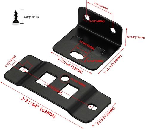 2-in-1 Locking Insert Brackets 10 Pack - L-Shaped 90° Angle Bed Frame Brackets & Rail Connectors| Heavy Duty Hardware for Wood Furniture/ Bed Replacement/ Cabinet/ Shelf/ Closet/ Wardrobe in Kuwait