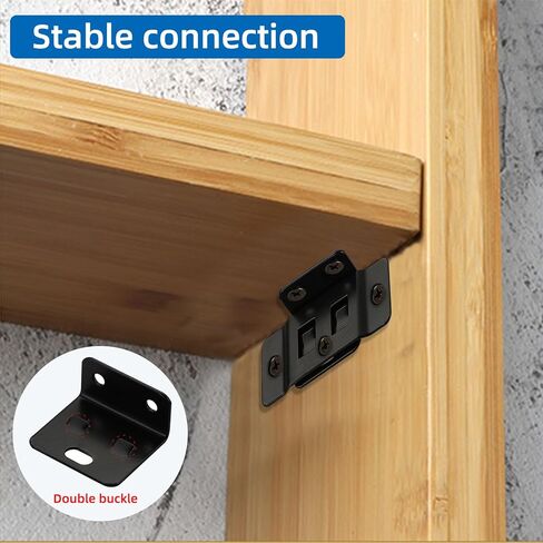 2-in-1 Locking Insert Brackets 10 Pack - L-Shaped 90° Angle Bed Frame Brackets & Rail Connectors| Heavy Duty Hardware for Wood Furniture/ Bed Replacement/ Cabinet/ Shelf/ Closet/ Wardrobe in Kuwait