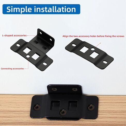 2-in-1 Locking Insert Brackets 10 Pack - L-Shaped 90° Angle Bed Frame Brackets & Rail Connectors| Heavy Duty Hardware for Wood Furniture/ Bed Replacement/ Cabinet/ Shelf/ Closet/ Wardrobe in Kuwait