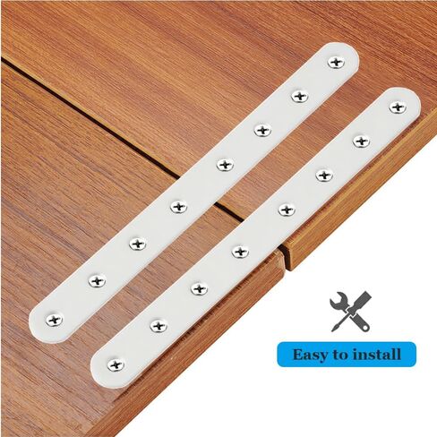 4 Pcs White Flat Straight Braces Stainless Steel Straight Brackets 10 x 0.78 inch Metal Mending Plate for Wood, Heavy Duty Repair Joining Bracket, with Screws in Kuwait