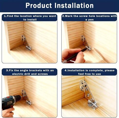 10PCS Stainless Steel Corner Brackets with 40PCS Screws Furniture Connector for Cabinet Angle Support Fixed Brace Fasteners in Saudi Arabia