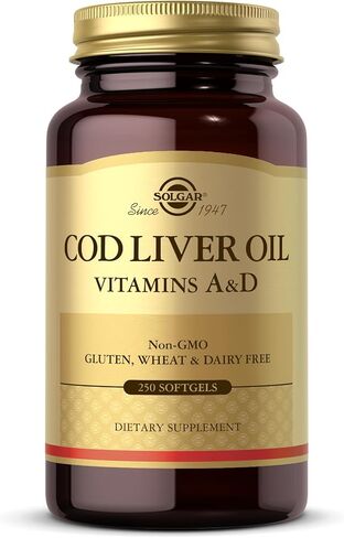 Solgar Cod Liver Oil - 250 Softgels - Provides Vitamins A & D - Non-GMO, Gluten Free - 250 Servings in Saudi Arabia