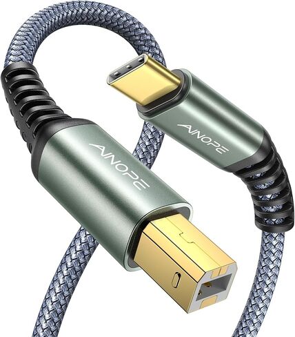 AINOPE Printer Cable,Nylon Braided High-Speed USB 2.0 MIDI Cable Printer Cord to Computer,Type C/Grey/6.6FT in Saudi Arabia