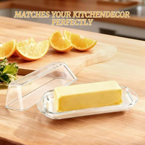 Elegant Glass Butter dish with Lid, Dust-proof and Freshness-preserving Butter Keeper for Countertop, Suitable for Home Kitchens, Restaurants, and Parties, Transparent Design in Saudi Arabia