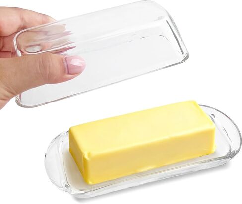Elegant Glass Butter dish with Lid, Dust-proof and Freshness-preserving Butter Keeper for Countertop, Suitable for Home Kitchens, Restaurants, and Parties, Transparent Design in Saudi Arabia