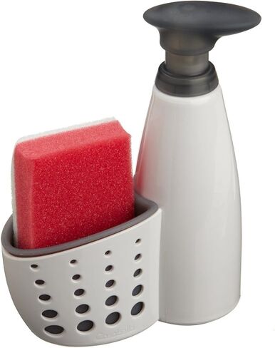 مضخة صابون المطبخ وعلبة إسفنجة من كاسبيلا سيدر، أبيض/رمادي in Kuwait