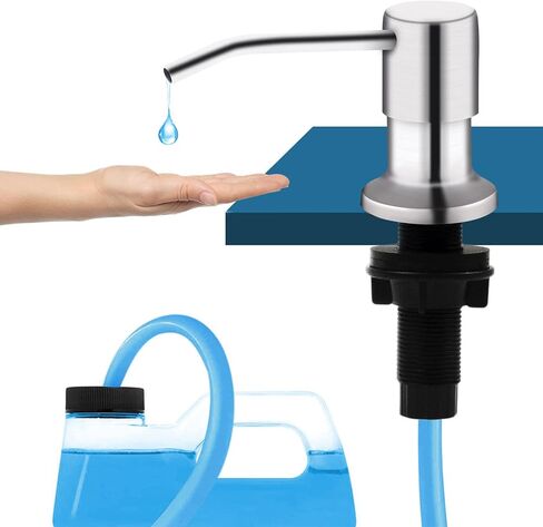 موزع صابون لحوض المطبخ، موزع صابون حوض المطبخ، طقم أنبوب تمديد 47 بوصة، مضخة توزيع الصابون تحت الحوض، لا حاجة لمزيد من إعادة التعبئة، قوة شفط جيدة، رمادي in Kuwait