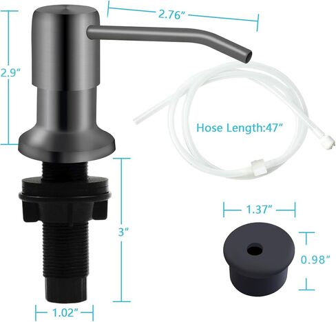 Soap Dispenser for Kitchen Sink, Kichen Sink SoapDispenser, 47" Extension Tube kit, Under Sink SoapDispenser Pump, No Need More Refills, Good Suction Power, Gray in Saudi Arabia