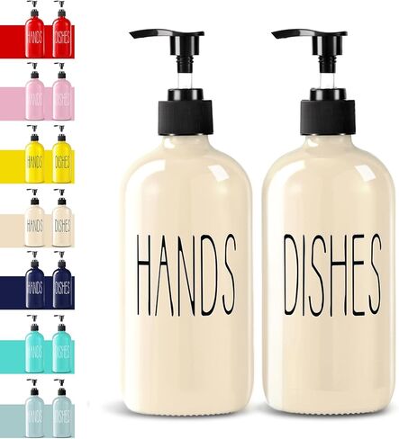 Glass Soap Dispenser Set 2 Pack,Contains Hand and Dish Soap Dispenser.Premium 16 Oz Black Kitchen Soap Dispenser Set for Kitchen Sink and Farmhouse Decor in Saudi Arabia