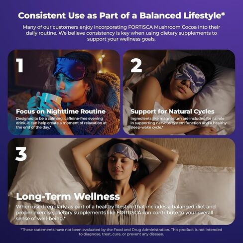 مسحوق الكاكاو الساخن بالفطر مع جليسينات المغنيسيوم، إل-ثيانين، ريشي، تريبتوفان، أشواغاندا إلخ، مكمل الشوكولاتة الساخنة للنوم من أجل الهدوء والاسترخاء والنوم ودعم الإجهاد، قهوة الفطر 7.41 أونصة in Kuwait