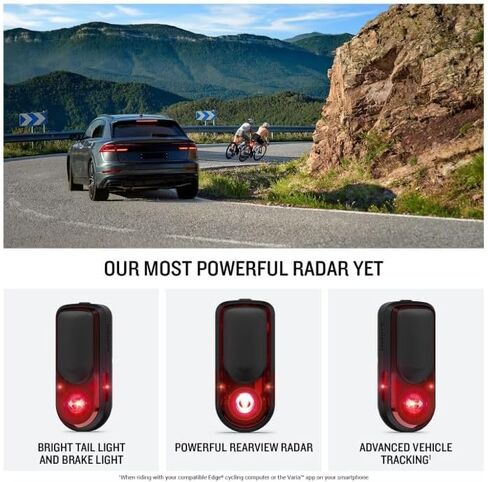 Garmin Varia RearVue 820, Advanced Rearview Radar & Tail Light, Enhanced Visibility & Awareness for Cyclists, Advanced Vehicle Tracking & Brake Light w/Wearable4U PowerBank Bundle in Saudi Arabia