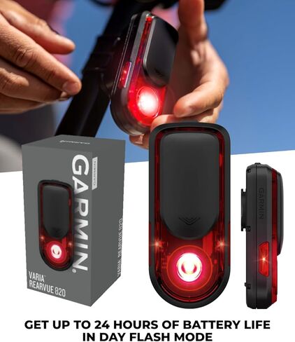 Garmin Varia RearVue 820, Advanced Rearview Radar & Tail Light, Enhanced Visibility & Awareness for Cyclists, Advanced Vehicle Tracking & Brake Light w/Wearable4U PowerBank Bundle in Saudi Arabia