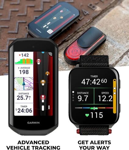 Garmin Varia RearVue 820, Advanced Rearview Radar & Tail Light, Enhanced Visibility & Awareness for Cyclists, Advanced Vehicle Tracking & Brake Light w/Wearable4U PowerBank Bundle in Saudi Arabia