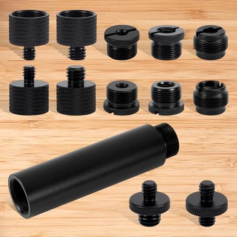 13pcs Microphone Stand Adapter Screws with Extension Tubes, Aluminum Alloy 3/8" to 5/8" & 1/4" Thread Converters Mic Screw Adapter Accessories for Mic Boom Arm Mount Camera Tripod Fill Light in Kuwait