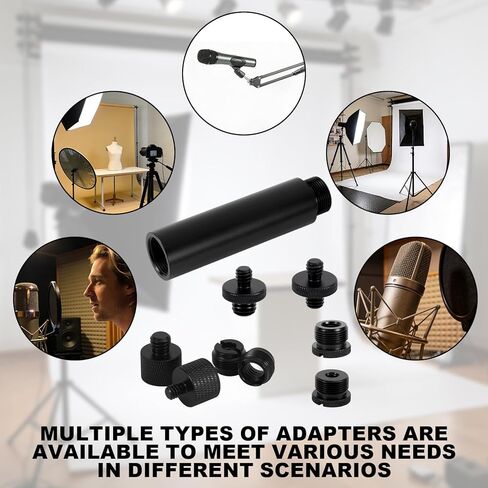 13pcs Microphone Stand Adapter Screws with Extension Tubes, Aluminum Alloy 3/8" to 5/8" & 1/4" Thread Converters Mic Screw Adapter Accessories for Mic Boom Arm Mount Camera Tripod Fill Light in Kuwait
