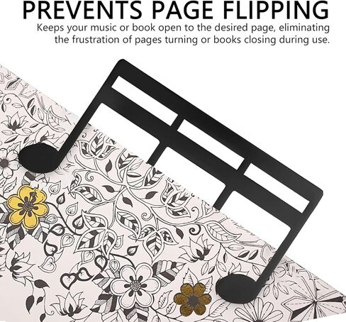 Metal Music Note M-Shaped Book Clip, Sheet Music Stand Clip for Outdoor Performances, Bookmark, Book Piano, Guitar, Violin, Keyboard (Black) in Saudi Arabia