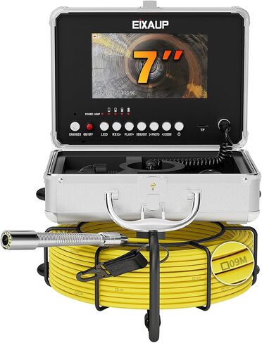 كاميرا الصرف الصحي 100 قدم، كاميرا فحص الأنابيب 23 مم مع 12 قطعة من أضواء LED، شاشة 7 بوصة 1080 بكسل عالية الدقة مع وظيفة DVR، مقاومة للماء IP68، علامة متر، متضمنة بطاقة 32 جيجابايت (30 مترًا) in Kuwait