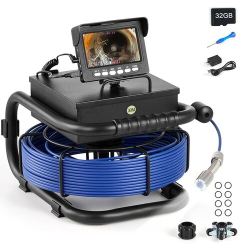 كاميرا الصرف الصحي ZELCAN، كاميرا الصرف 165FT مع شاشة LCD 4.3 بوصة، كاميرا سباكة IP68 مقاومة للماء مع 12 مصباح LED مع مسجل DVR بطارية 5300 مللي أمبير في الساعة، متضمنة بطاقة 32 جيجابايت in Kuwait