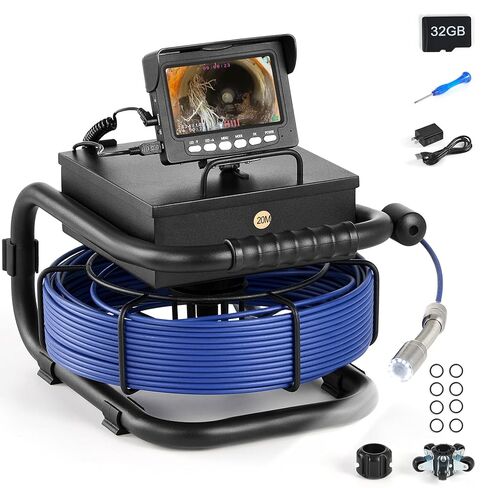 ZELCAN Sewer Camera, Drain Camera 165FT with 4.3 in. LCD Screen, Waterproof IP68 Borescope Plumbing Camera with 12 LED Lights with 5300mAh Battery DVR Recorder, Included 32GB Card in Saudi Arabia