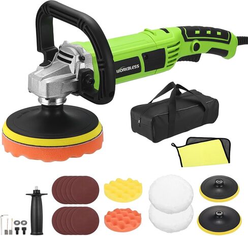Buffer Bollesher ، 1600W 6 "/7" Carner Carner مع 7 سرعات (1600-3500 دورة في الدقيقة) ، مخازن المؤقتة للسيارات ومجموعة الملوثات للسيارات والقوارب والأرضيات والأثاث in Kuwait