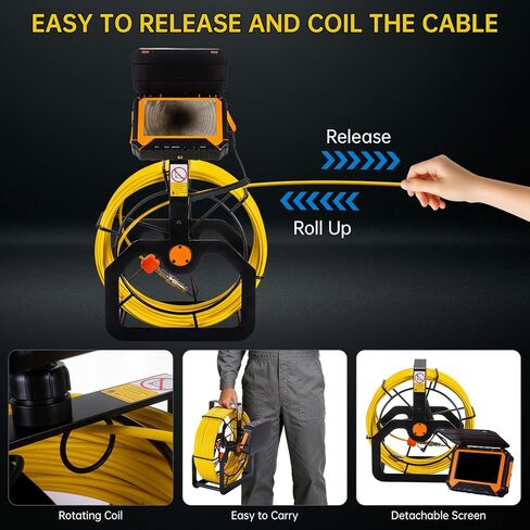 Sewer Camera 100ft,SPRIDRAIN Drain Pipe Camera HD 5in Screen with 32GB DVR,Waterproof IP68 Works Underwater Up to 10Meters Sewer Inspection borescopes for Plumber(Fits Pipes>0.9" Diameter,100ft/30M) in Saudi Arabia