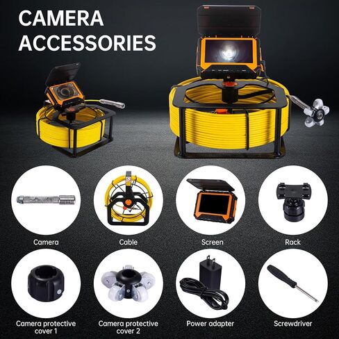 Sewer Camera 100ft,SPRIDRAIN Drain Pipe Camera HD 5in Screen with 32GB DVR,Waterproof IP68 Works Underwater Up to 10Meters Sewer Inspection borescopes for Plumber(Fits Pipes>0.9" Diameter,100ft/30M) in Saudi Arabia