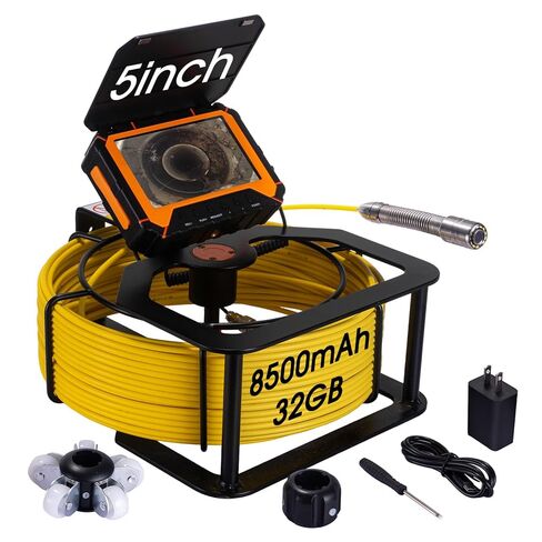 Sewer Camera 100ft,SPRIDRAIN Drain Pipe Camera HD 5in Screen with 32GB DVR,Waterproof IP68 Works Underwater Up to 10Meters Sewer Inspection borescopes for Plumber(Fits Pipes>0.9" Diameter,100ft/30M) in Saudi Arabia