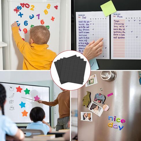 144 Pcs Square Magnets with Adhesive Backing, 0.8" x0.8" Pre-Cut Size Magnets for Crafts, Sticky Adhesive Magnet, Peel and Stick Flexible Magnet Stickers for DIY, Whiteboard in Kuwait