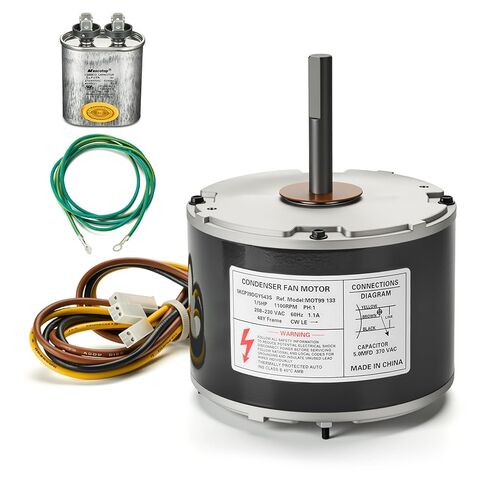 5KCP39DGY543S Condenser Fan Motor 1/5 HP, 208-230V, 1100RPM, Compatible with GE Genteq, Replaces 1186447 HB38GQ230 5KCP39EGUA11BS HC37GE219 HC37GE219A (Includes Capacitor) in Kuwait