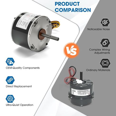 5KCP39DGY543S Condenser Fan Motor 1/5 HP, 208-230V, 1100RPM, Compatible with GE Genteq, Replaces 1186447 HB38GQ230 5KCP39EGUA11BS HC37GE219 HC37GE219A (Includes Capacitor) in Kuwait