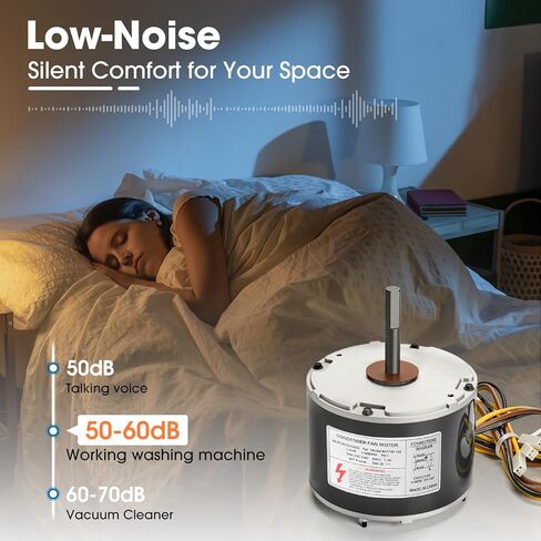 5KCP39DGY543S Condenser Fan Motor 1/5 HP, 208-230V, 1100RPM, Compatible with GE Genteq, Replaces 1186447 HB38GQ230 5KCP39EGUA11BS HC37GE219 HC37GE219A (Includes Capacitor) in Kuwait