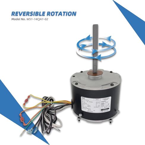 W51-14CJA1-02 Condenser Fan Motor 1/4 HP 208-230V 1075RPM Replaces FSE1026SV1 WG840728 D7909 D909 51-23054-11 Reversible Rotation 1.4A 48 Frame with 10uf Capacitor in Kuwait