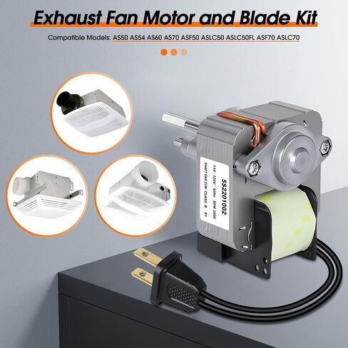Upgraded Bathroom Exhaust Fan Motor and Blade Kit, 80 CFM High Airflow Quiet Replacement – Compatible with AS50 AS54 AS60 AS70 ASF50 ASLC50 ASLC50FL ASF70 ASLC70 in Kuwait