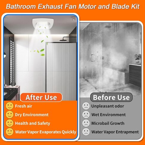 Upgraded Bathroom Exhaust Fan Motor and Blade Kit, 80 CFM High Airflow Quiet Replacement – Compatible with AS50 AS54 AS60 AS70 ASF50 ASLC50 ASLC50FL ASF70 ASLC70 in Kuwait