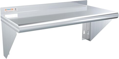 رف من الفولاذ المقاوم للصدأ STABLEINK مقاس 12 × 24 بوصة، أرفف تجارية شديدة التحمل مع دعامتين رفوف معدنية مثبتة على الحائط للمطعم والمطبخ وغرفة الغسيل والمرآب والمنزل in Saudi Arabia