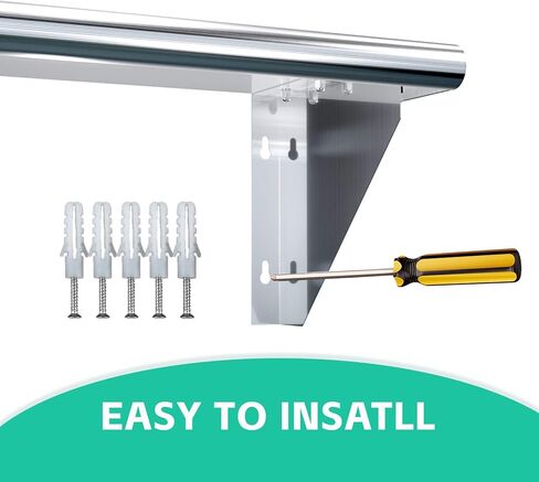 رف من الفولاذ المقاوم للصدأ STABLEINK مقاس 12 × 24 بوصة، أرفف تجارية شديدة التحمل مع دعامتين رفوف معدنية مثبتة على الحائط للمطعم والمطبخ وغرفة الغسيل والمرآب والمنزل in Saudi Arabia