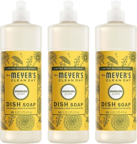 MRS. MEYER'S CLEAN DAY Liquid Dish Soap, Fresh Cut Grass Scent, 16 Ounce Bottle (Pack of 3) in Kuwait