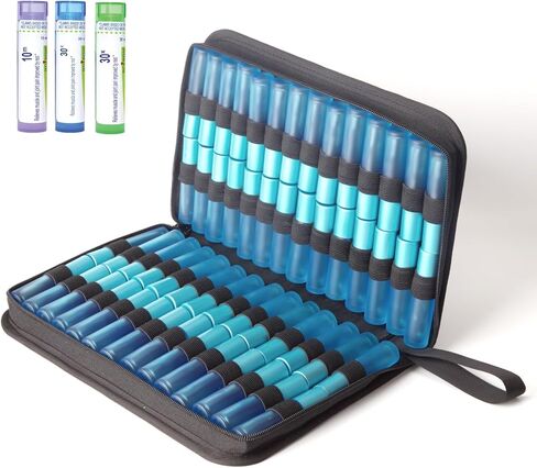 Homeopathy Storage, Large Homeopathy Supplies Organizer for 56 Tubes; Homeopathic Remedies Organizer Bag,Black Zipper/Nylon Material/Water-Resistant in Saudi Arabia