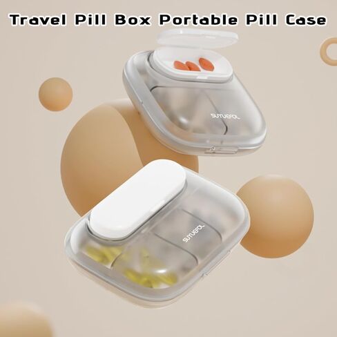 منظم حبوب السفر من MURRI&MURRDI، حاوية حبوب صغيرة 6 حجرات، صندوق حبوب يومي للجيب، حقيبة حبوب محمولة للمحفظة، منظم أدوية قابل للفصل (أبيض G) in Kuwait
