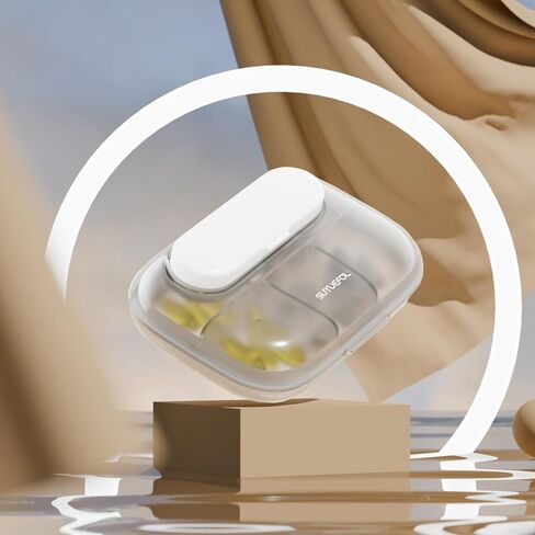 منظم حبوب السفر من MURRI&MURRDI، حاوية حبوب صغيرة 6 حجرات، صندوق حبوب يومي للجيب، حقيبة حبوب محمولة للمحفظة، منظم أدوية قابل للفصل (أبيض G) in Kuwait