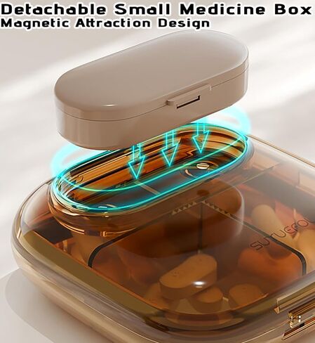 منظم حبوب السفر من MURRI&MURRDI، حاوية حبوب صغيرة 6 حجرات، صندوق حبوب يومي للجيب، حقيبة حبوب محمولة للمحفظة، منظم أدوية قابل للفصل (أبيض G) in Kuwait