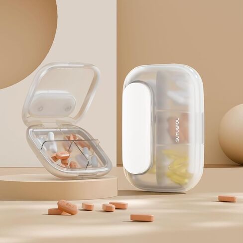 منظم حبوب السفر من MURRI&MURRDI، حاوية حبوب صغيرة 6 حجرات، صندوق حبوب يومي للجيب، حقيبة حبوب محمولة للمحفظة، منظم أدوية قابل للفصل (أبيض G) in Kuwait