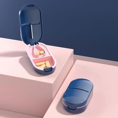 Stainless Steel Pill Cutting & Storage Box, Portable Pill Case with Sharp Blades, Suitable for Splitting Large, Small and Oval Pills in Saudi Arabia