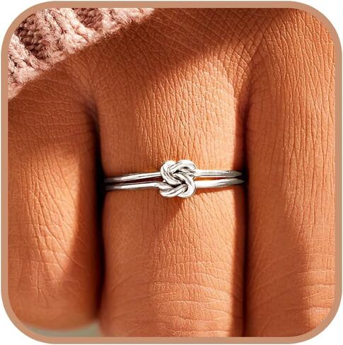 Mother Daughter Knot Rings Friendship Rings 925 Sterling Silver 14K Gold Plated Stackable Layered Aura Rings for Women Promise Rings for Her Jewelry Birthday Graduation Gifts in Kuwait