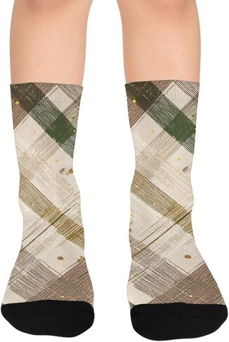 جوارب بنية منقوشة بتصميم ترابي للمشي لمسافات طويلة - جوارب شتوية حرارية سميكة دافئة للأولاد والبنات للمدرسة، والارتداء اليومي والأنشطة الخارجية in Kuwait